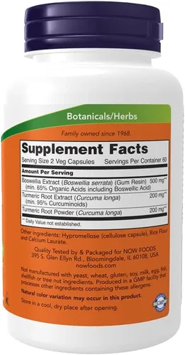 Miniatura 2 de NOW Foods, Extracto de Boswellia, 250 mg, 120 cápsulas vegetales