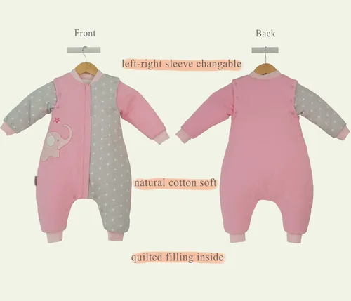 Miniatura 7 de Saco de dormir para niños pequeños con pies Tog 2.5 Saco de dormir para bebé con pierna manta móvil de manga larga para caminar, Rosa