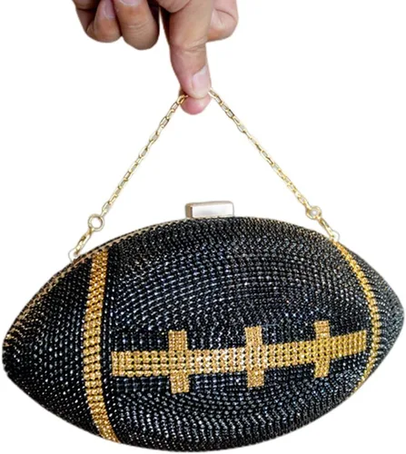 Miniatura 27 de UMREN Bolso cruzado con forma de baloncesto para mujer, con diamantes de imitación, bola redonda de cristal, bolso de mano para fiesta de boda