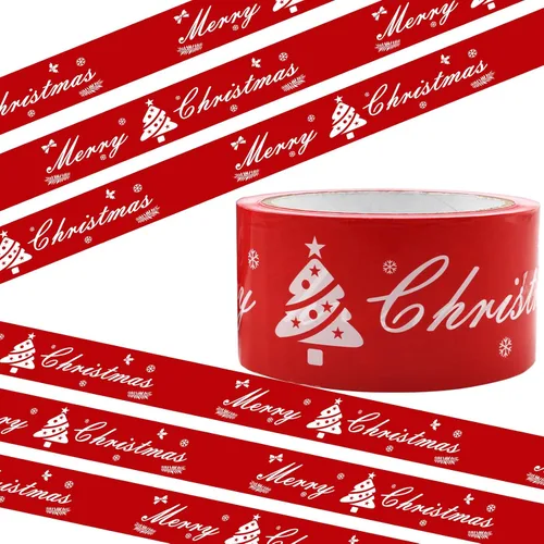 Miniatura 9 de Cinta de señalización verde para decoraciones navideñas, cintas decorativas no adhesivas de Feliz Navidad, cinta de marcado de 2 pulgadas x 164 pies