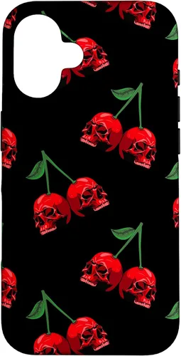Miniatura 32 de Cute Cherry Skull Pattern Red Scary Skulls Black Background Case for iPhone 17