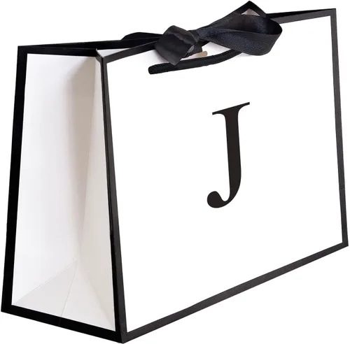 Miniatura 53 de QLSKO - Bolsa de regalo inicial con lazo de cinta, bolsa de papel horizontal personalizada, bolsa de regalo con monograma para cumpleaños