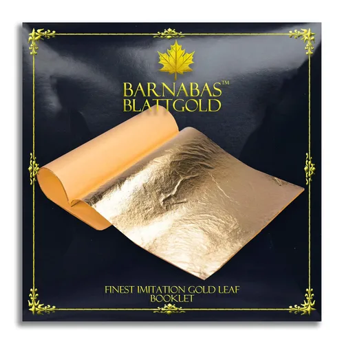 Barnabas Blattgold Hoja de oro de imitación, hojas sueltas [25 hojas, 5.5 pulgadas], hoja de lámina de metal para pintura, arte y manualidades
