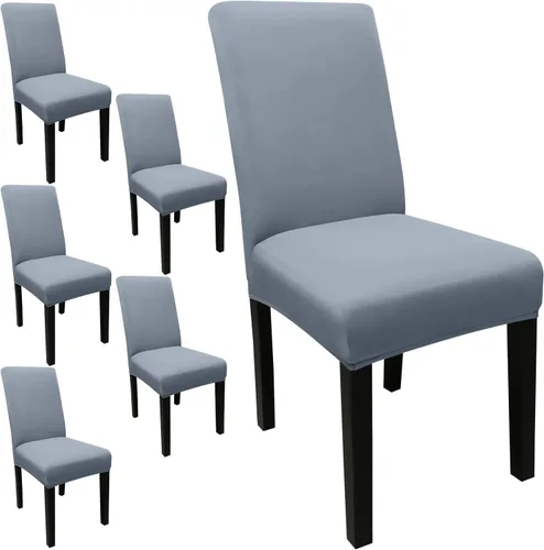 Miniatura 44 de JQinHome Juego de 8 fundas para sillas de comedor, fundas de alta elasticidad extraíbles y lavables, fundas protectoras de asiento para silla