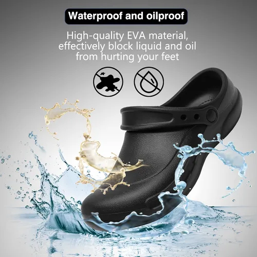 Miniatura 3 de Zapatos de chef unisex resistentes al aceite, zuecos de chef, zapatos de enfermería, zapatos de cocina para hombres, zapatos de trabajo impermeables