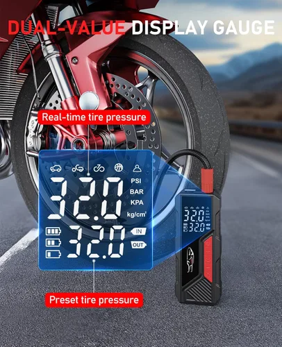 Miniatura 4 de Inflador de neumáticos, compresor de aire portátil, bomba de aire inalámbrica para neumáticos de automóvil de 150 PSI, batería y 12 V CC, bomba