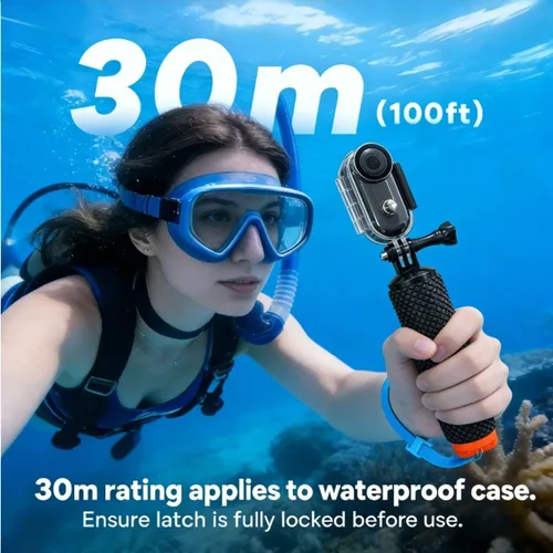 Miniatura 8 de JETO Mini cámara corporal 4K, cámara de acción POV con clip con cordón magnético, clip trasero giratorio, gran angular de 150°, funda impermeable