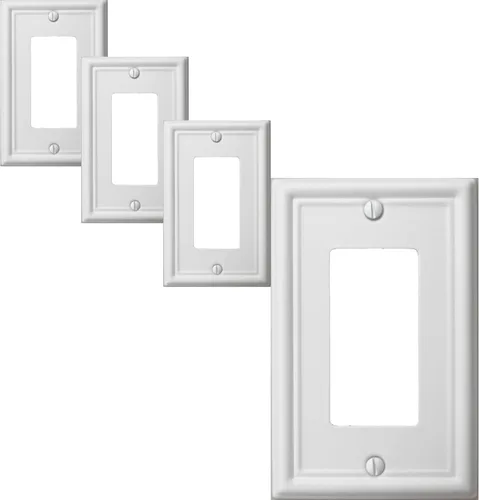 Miniatura 8 de OKAWYC Cubierta de Interruptor de Luz Triple Toggle Luca Placa de Pared Metálica, Paquete de 2 Blanco 3 Gang, Cubierta de Interruptor de Luz Placa