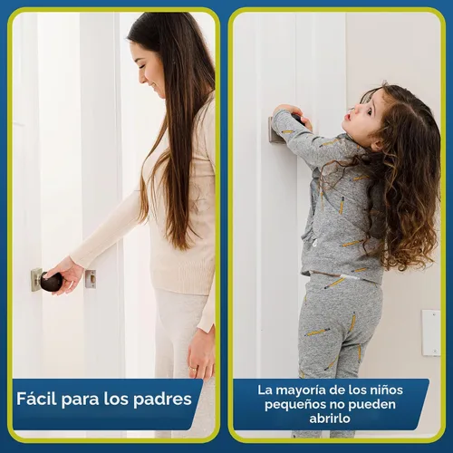 Miniatura 5 de Cubierta para pomo de puerta de seguridad infantil (paquete de 4) Cubiertas de manija de puerta de doble cerradura difíciles de quitar para niños