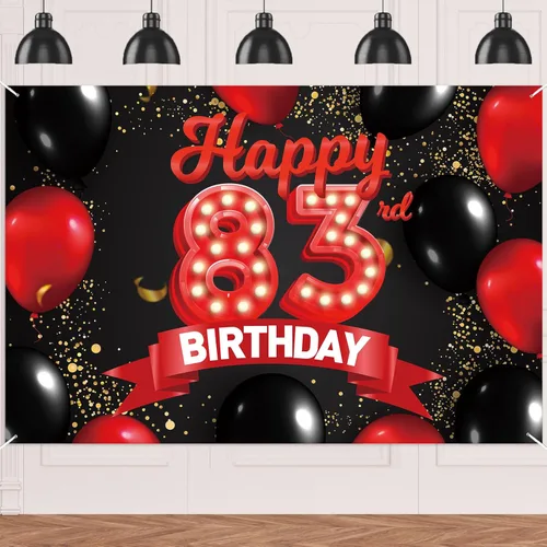 Miniatura 41 de Cartel de feliz cumpleaños 15 color rojo y negro, decoración temática de globos para niñas y mujeres, princesas de 15 años, fiesta de cumpleaños