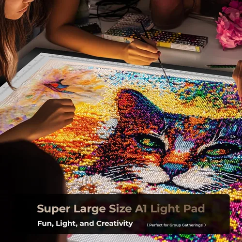 Miniatura 2 de Almohadilla de luz A1 para pintura de diamantes, 10000+ LUX súper brillante, 3 colores y 10 niveles/tablero de luz de atenuación continua extra
