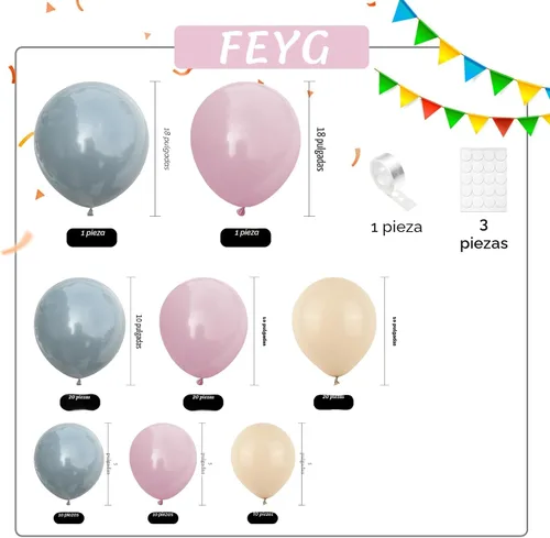 Miniatura 2 de Kit de Arco de Guirnalda de Globos de Género, Globos Rosa Polvoriento y Azul Arena Blanca, Globo Bohemio Rosa Nude para Tema Neutro Baby Shower