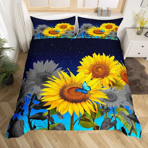 Miniatura 12 de Feelyou Juego de ropa de cama color verde azulado, tamaño individual, funda de edredón turquesa, azul, gris, grunge, degradado, para niños, niñas