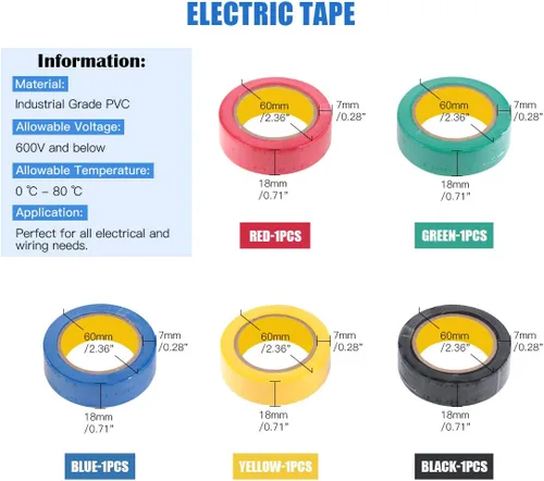 Miniatura 3 de Glarks Pelacables multifunción de 8 pulgadas, 10-22 AWG y 175 tuercas giratorias, conectores de cable eléctrico, terminales de tornillo con 5 piezas