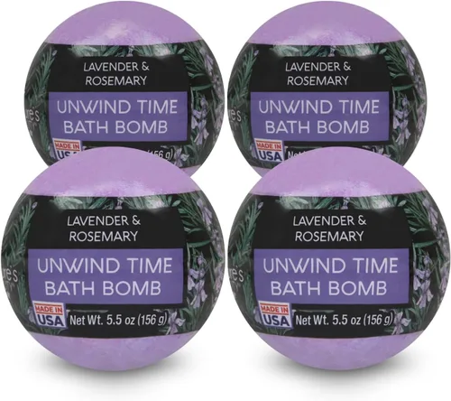 Nature's Beauty Paquete múltiple de bombas de baño de lavanda y romero – Bomba de baño de spa de lujo para ayudar a calmar, calmar + revivir la piel