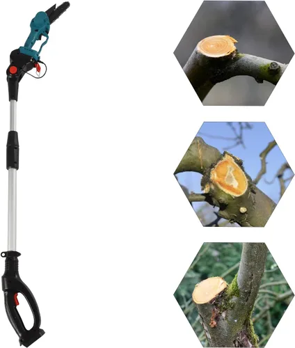 Miniatura 9 de Mini motosierra inalámbrica 2 en 1, motosierra inalámbrica con 2 baterías, motosierra eléctrica pequeña con barra de extensión, motosierra