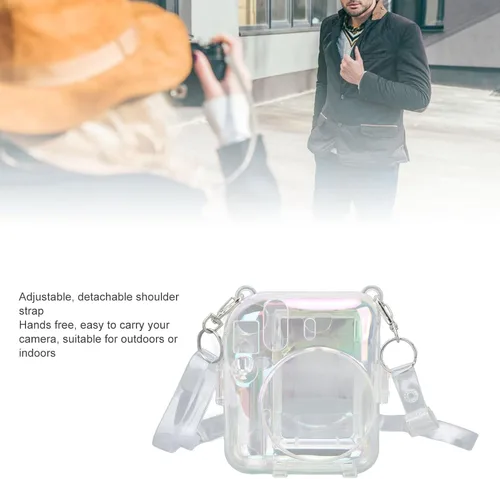 Miniatura 5 de Funda transparente para mini 12 instantáneos, cámara de película con capacidad para 10 películas en la parte posterior y correa ajustable
