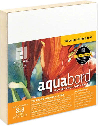Miniatura 8 de Ampersand Art Supply Aquabord - Panel de pintura de acuarela, superficie altamente absorbente para acuarela, gouache y caseína de 8 x 8 pulgadas