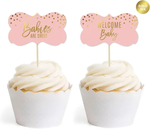 Miniatura 15 de Andaz Press Blush Rosa y Metallic Gold Confeti Lunares Baby Shower Party Collection Banderín colgante con cuerda, Baby Shower, 5 pies, 1 juego