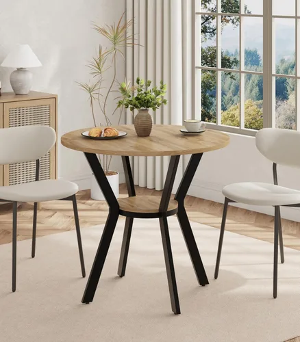 Mesas redondas de cocina para 2-4, mesas de comedor pequeñas de 31.5 pulgadas con almacenamiento, mesa de comedor circular de madera rústica con