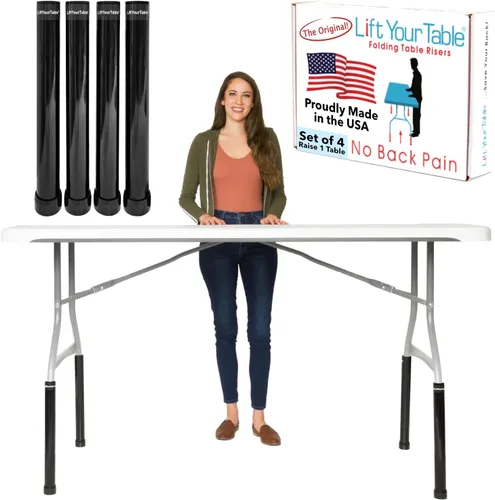 Lift Your Table® Elevadores de mesa plegables, altura de barra (pie móvil), fabricados en los Estados Unidos, resistentes, resistentes, portátiles,