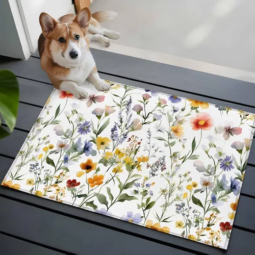 Miniatura 3 de Small Area Rugs 2x3 Ft, Botanical Flower Non-Slip Area Rugs for Living Room Bedroom Entryway, Watercolor Retro Spring Farm Leaf Washable Carpet