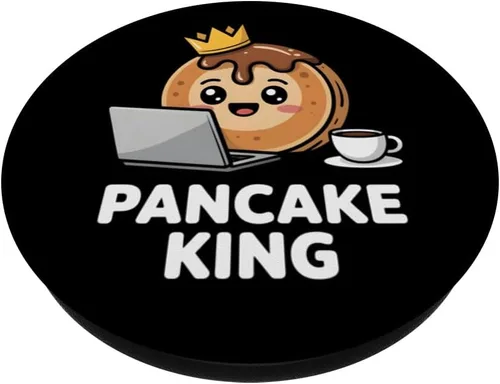 Miniatura 2 de Pancake King Funny Breakfast Lover Programmer Men Women Kids PopSockets Adhesive PopGrip