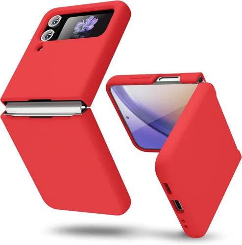 Miniatura 49 de oakxco Funda para teléfono Samsung Galaxy Z Flip 4, agarre de silicona líquida, bonita fina delgada cubierta de gel TPU de goma suave lisa