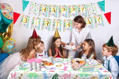 Miniatura 7 de Suministros de fiesta de dinosaurios de acuarela para niñas – Sirve 20 – Decoración de fiesta de cumpleaños de dinosaurio rosa, platos, servilletas