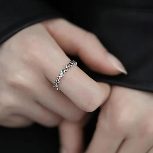 Miniatura 63 de Anillo de plata 925, anillos de plata ajustables para mujer, anillos de pulgar abiertos, anillos de circonio, anillos ajustables, anillos abiertos