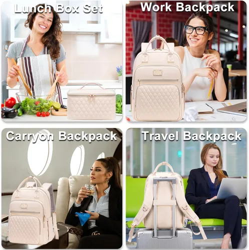 Miniatura 7 de Weitars Mochila de almuerzo para mujer, mochilas para laptop de 15.6 pulgadas, mochila de viaje para mujeres, mochila de trabajo, mochila