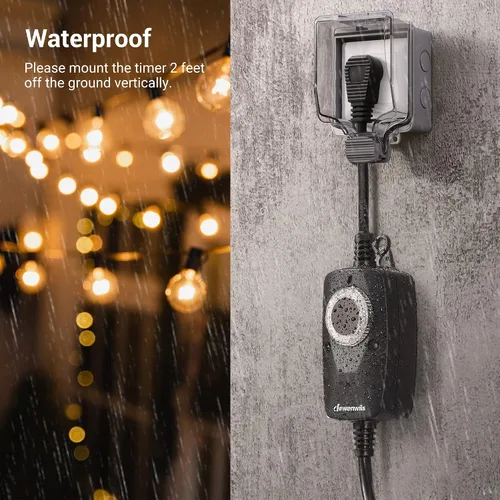 Miniatura 4 de DEWENWILS Temporizador de luz para exteriores resistente a la intemperie con cable de extensión de 2 pies, interruptor temporizador de fotocélula