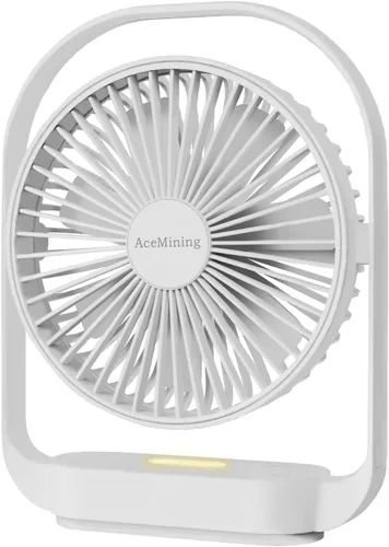 Miniatura 8 de AceMining Ventilador, ventiladores silenciosos y refrigeración, ventiladores recargables, ventilador de escritorio con 4 velocidades, ventilador USB