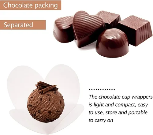 Miniatura 2 de Hemoton Copas de trufas de papel kraft, 400 unidades, envoltorios de chocolate, forros de postre para mini pasteles, magdalenas y suministros