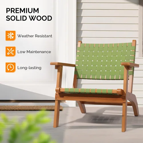Miniatura 5 de VINGLI Sillón para exteriores, silla Adirondack de madera para todo tipo de clima, silla de patio de madera con tela tejida de polietileno Verde