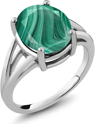 Miniatura 87 de Gem Stone King Anillo solitario con piedra preciosa de 3.00-7.00 quilates Plata de ley 925 Ovalado de 0.47 x 0.49 pulgadas Anillo