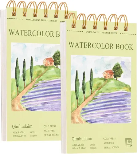 Miniatura 10 de Bloc de papel de acuarela en espiral de 5 x 7.5 pulgadas, 30 hojas de papel de artista sin ácidos de 140 libras/10.58 oz Páginas perforadas