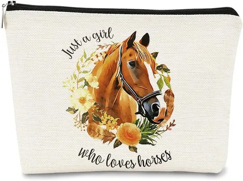 Miniatura 12 de BARPER Bolsa de maquillaje Hey Girl Horse con gafas de sol Hey Farm Flowers bolsa cosmética bolsa de maquillaje mejor idea de regalo para amantes