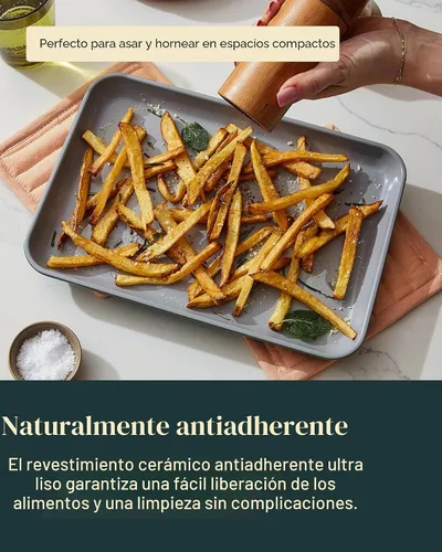 Miniatura 4 de Caraway Bandeja pequeña de cerámica antiadherente para hornear (9 x 13 pulgadas), no tóxica, sin PTFE ni PFOA, apta para horno, núcleo de acero Crema