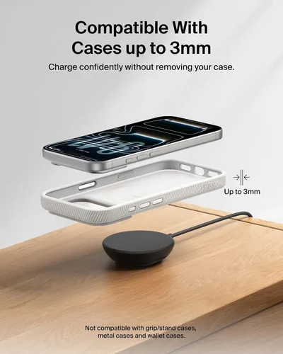 Miniatura 8 de Belkin Cargador MagSafe, cargador magnético para iPhone con Qi2 25W, almohadilla de carga inalámbrica rápida con soporte para iPhone 17 Series, Negro
