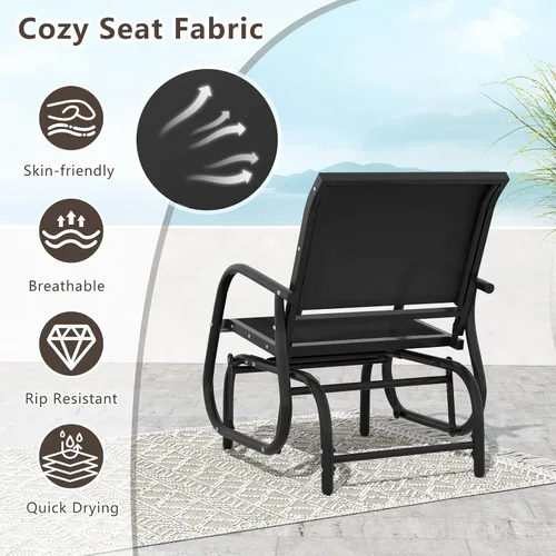 Miniatura 7 de Giantex Silla columpio con marco de metal de estudio, cómoda silla de patio para jardín, porche, patio trasero, piscina, mecedora para césped al