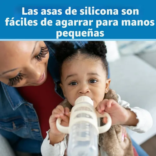 Miniatura 4 de Dr. Brown's Milestones - Botella de boquilla estrecha con 100% silicona, asas de fácil agarre y boquilla suave para sorber, 8 onzas, rosa claro