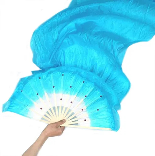 Miniatura 3 de FZBNSRKO 1.8M 70.86 "Danza del Vientre de Seda de Bambú Abanicos Largos Ventiladores Velos Fiesta Rendimiento de la Mañana Abanicos Largos