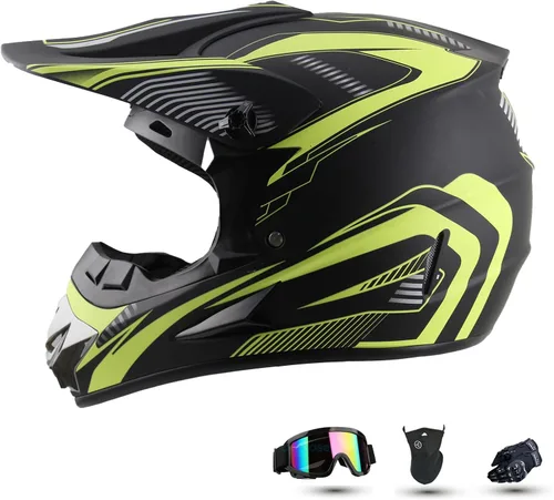 Miniatura 9 de Casco de motocross para jóvenes, aprobado por el DOT, cascos para niños ATV con gafas, guantes y máscara, para motocross, ATV, BMX Off-Road