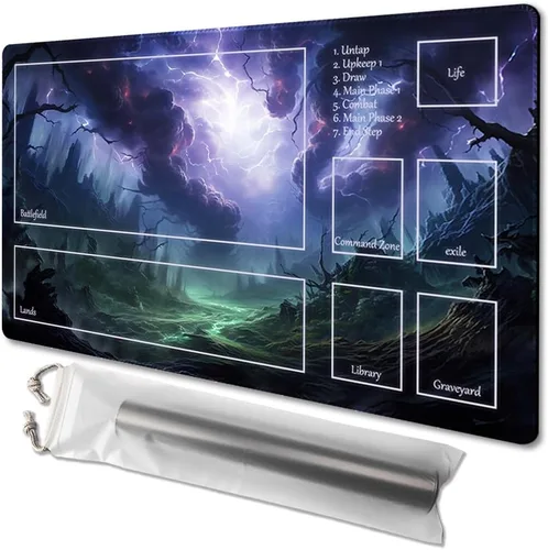 Miniatura 24 de MTG - Tapete de juego tamaño 24 x 14 pulgadas, bolsas de almacenamiento antideslizantes, ideal para entusiastas de los juegos de cartas, tapete