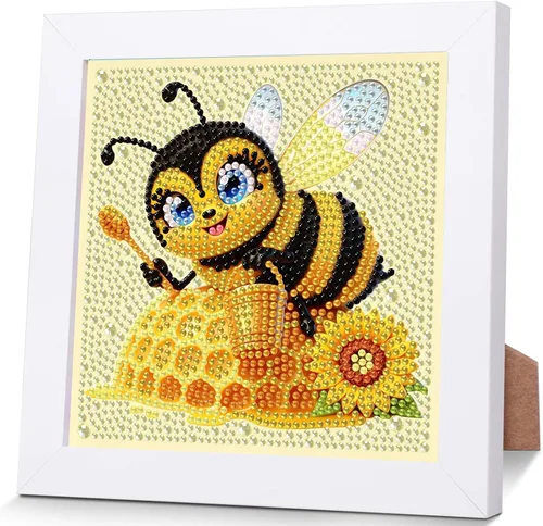 Miniatura 8 de xackcme Kits de pintura de diamantes de gato para niños con marco, arte de diamantes de animales para niños de 4 a 8 a 12 años, kit de pintura