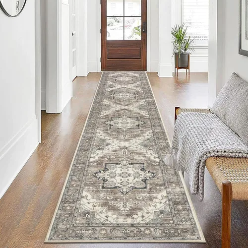 Miniatura 11 de Pauwer Alfombra vintage de flores 2 x 3 pulgadas, estilo envejecido, antideslizante, de pelo bajo, tapete para entrada, interior, pequeña, retro