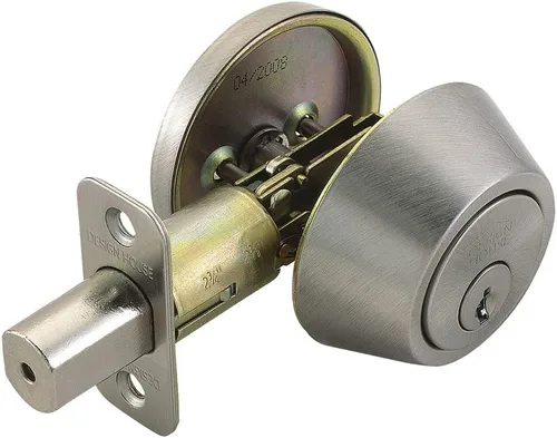 Miniatura 11 de Design House Cerradura de cilindro doble de sobrepuesto, cerradura de puerta delantera de latón pulido, se adapta a fondos de 2-3/4" y 2-3/8