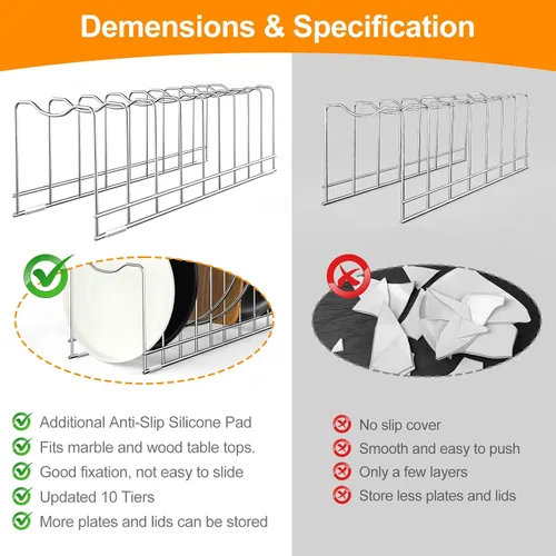 Miniatura 6 de FLSEPAMB Organizador de tapa para ollas, soporte para tapa de olla de 10 niveles, adecuado para platos de platos, tablas de cortar, ollas