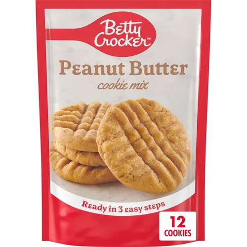 Betty Crocker Mezcla de galletas de mantequilla de maní, hace doce (12) galletas de 2 pulgadas, 7.2 onzas.